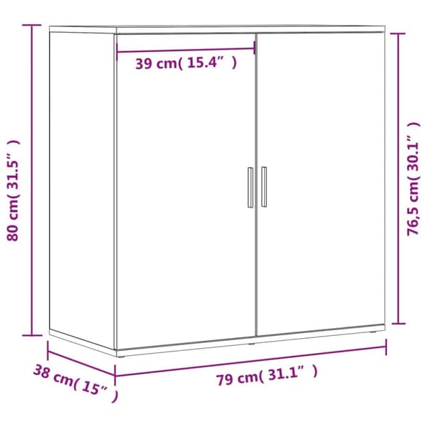 The Living Store skænke 2 stk. 79x38x80 cm konstrueret træ hvid - Skænke