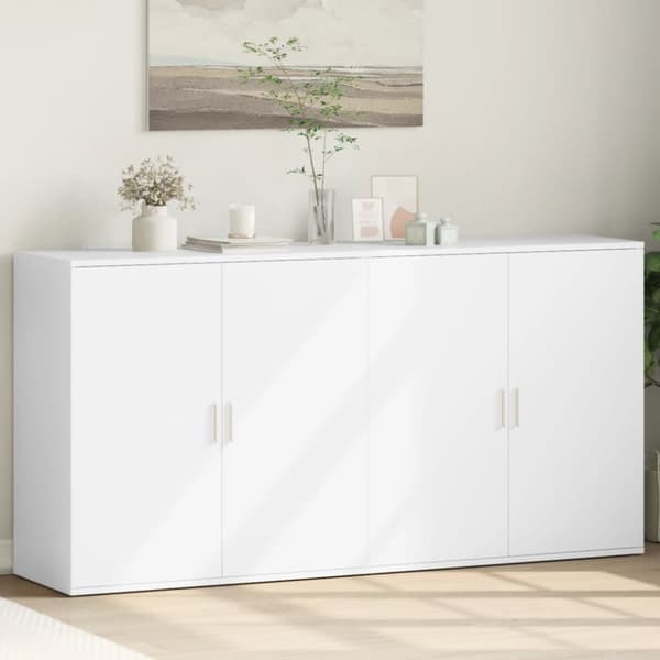The Living Store skænke 2 stk. 79x38x80 cm konstrueret træ hvid - Skænke