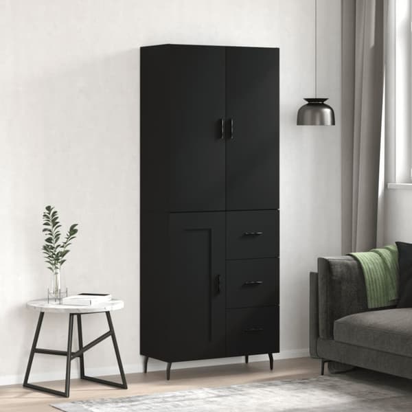 The Living Store højskab 69,5x34x180 cm konstrueret træ sort -  Skænke