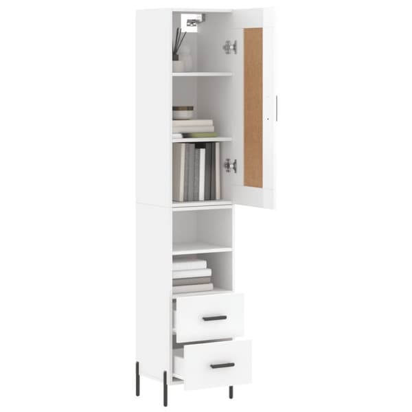 The Living Store skab 34,5x34x180 cm konstrueret træ hvid højglans -  Skænke