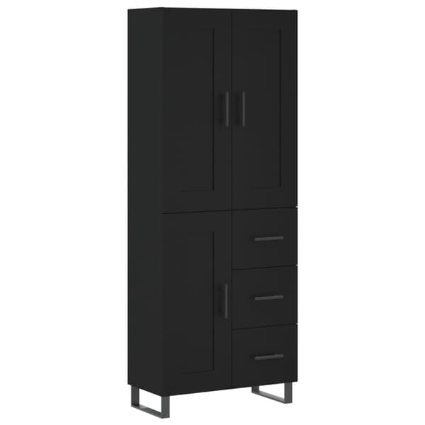 The Living Store Högskåp svart 69,5x34x180 cm konstruerat trä - Skänkar & serveringsbord