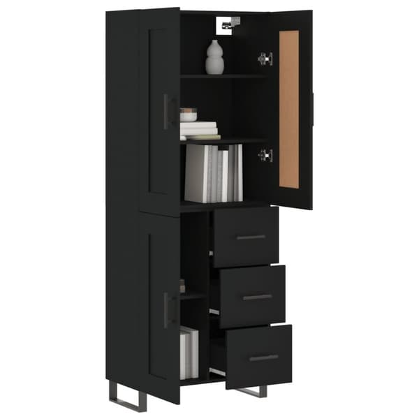 The Living Store Högskåp svart 69,5x34x180 cm konstruerat trä - Skänkar & serveringsbord