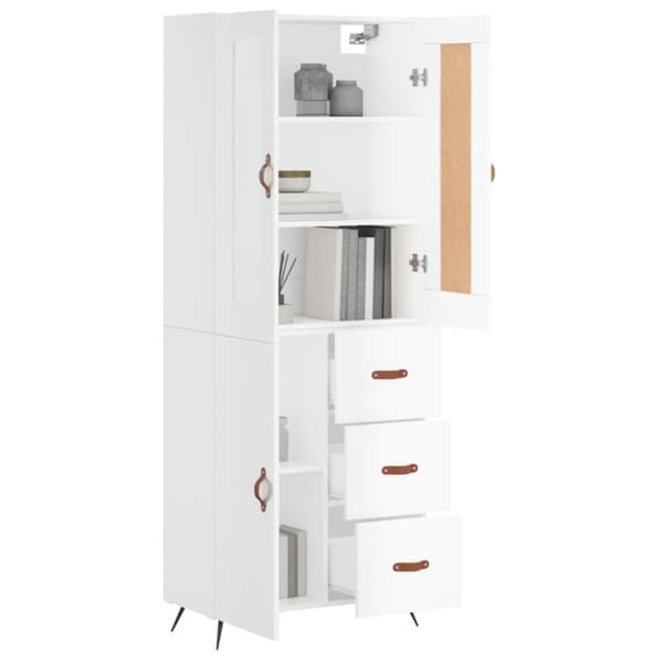 The Living Store højskab 69,5x34x180 cm konstrueret træ hvid højglans -  Skænke