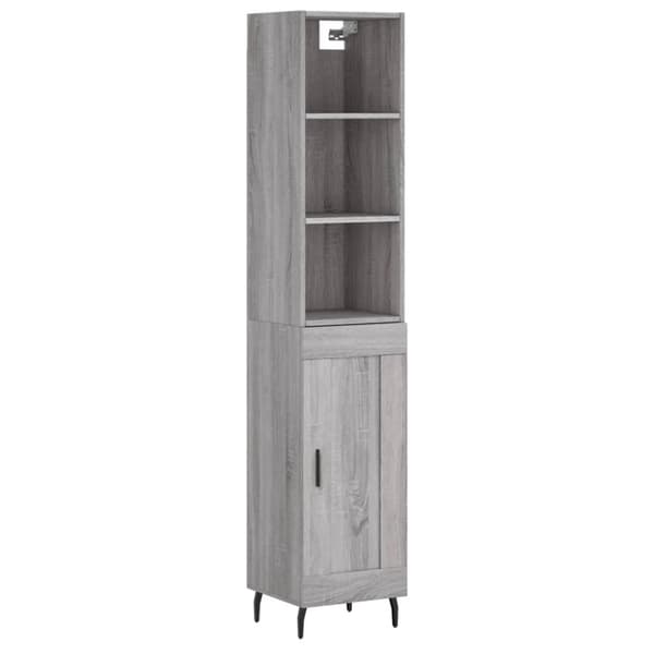The Living Store Högskåp grå sonoma 34,5x34x180 cm konstruerat trä - Skänkar & serveringsbord