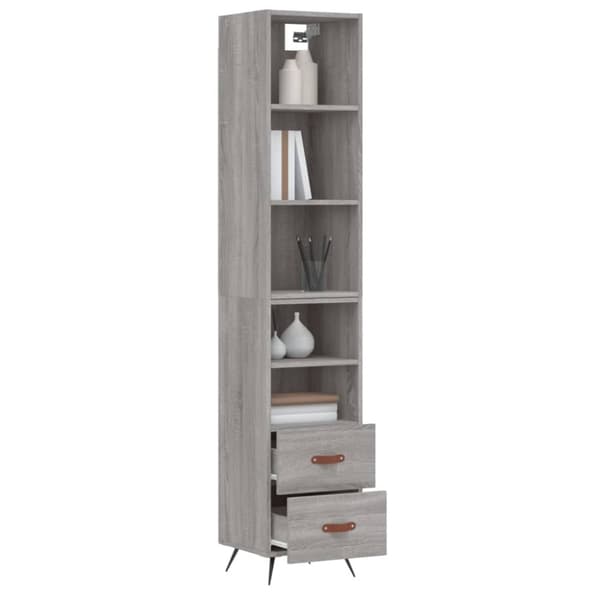 The Living Store højskab 34,5x34x180 cm konstrueret træ grå sonoma-eg -  Skænke