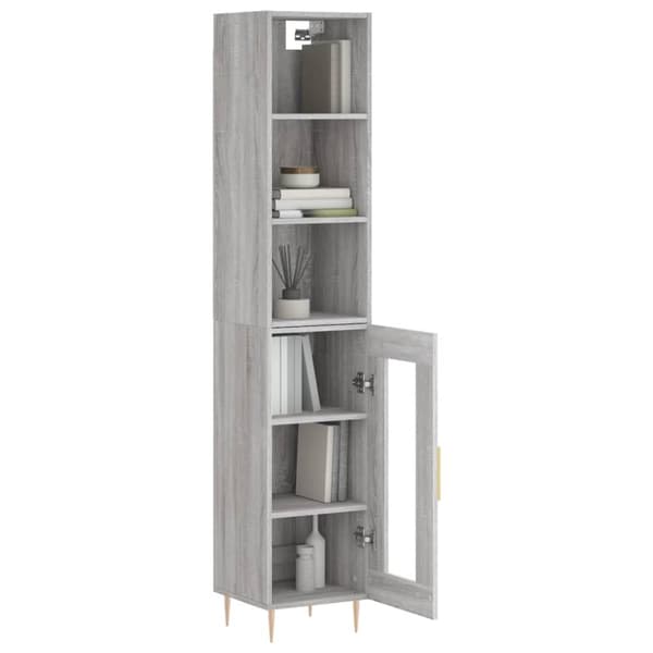The Living Store højskab 34,5x34x180 cm konstrueret træ grå sonoma-eg - Skænke