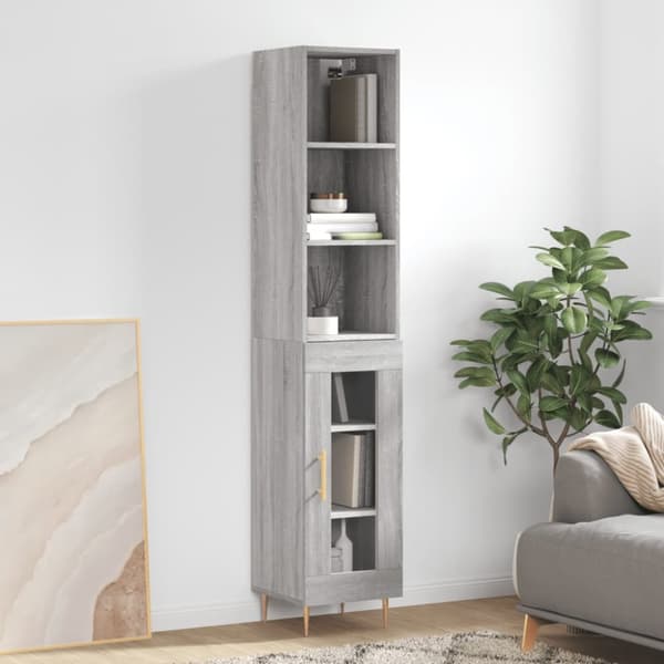 The Living Store højskab 34,5x34x180 cm konstrueret træ grå sonoma-eg - Skænke