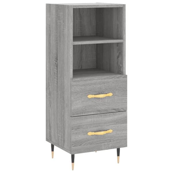 The Living Store Högskåp grå sonoma 34,5x34x180 cm konstruerat trä - Skänkar & serveringsbord