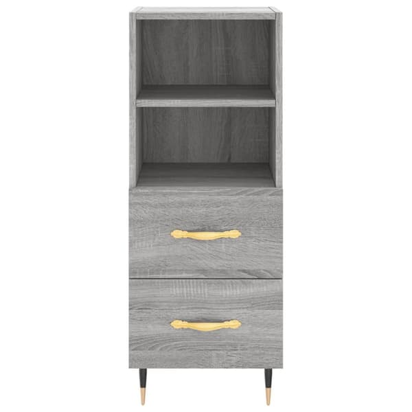 The Living Store Högskåp grå sonoma 34,5x34x180 cm konstruerat trä - Skänkar & serveringsbord