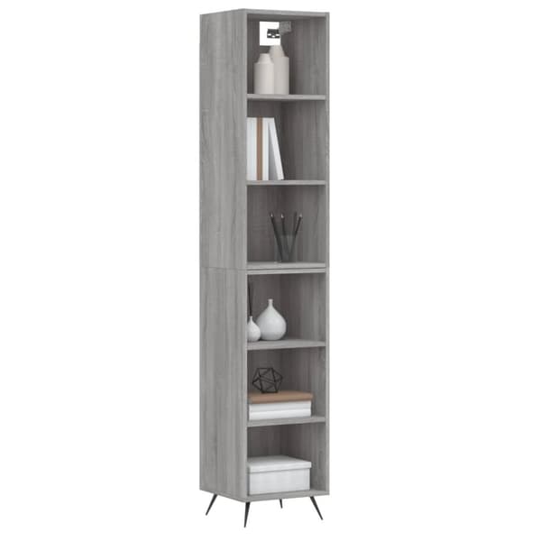 The Living Store Högskåp Grå sonoma 34,5x32,5x180 cm konstruerat trä -  Skänkar & serveringsbord