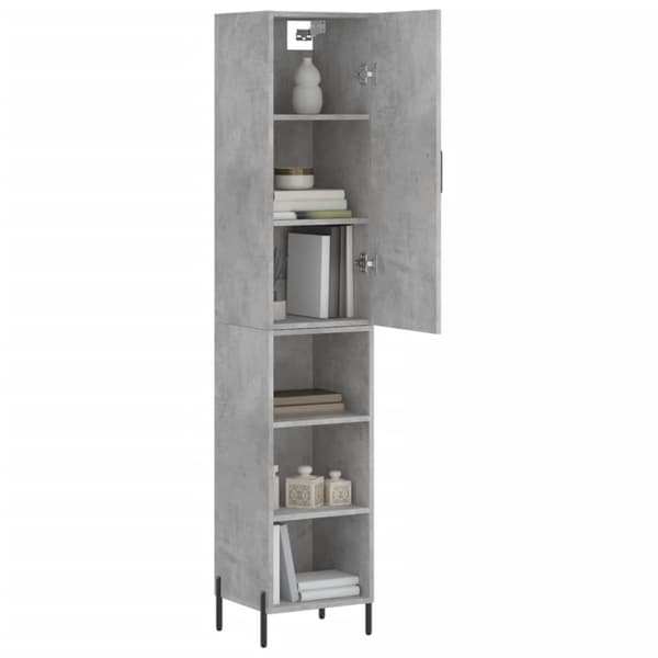 The Living Store Kaappi betoninharmaa 34,5x34x180 cm tekninen puu - Tarjoilupöydät & senkit