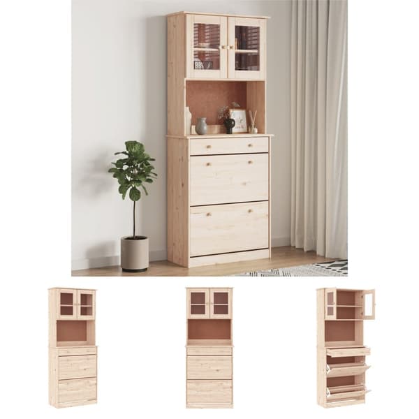 The Living Store Kaappi ALTA 77x35x188 cm täysi mänty -  Tarjoilupöydät & senkit