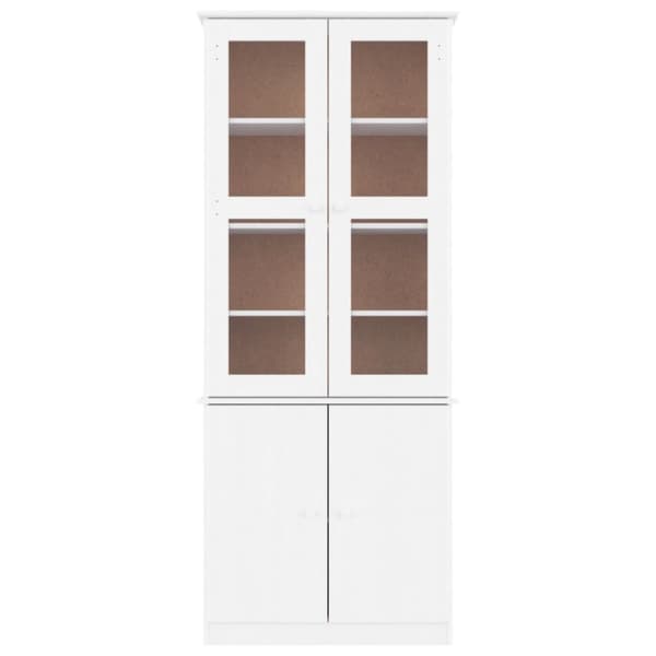 The Living Store vitrineskab ALTA 77x35x186,5 massivt fyrretræ hvid - Skænke