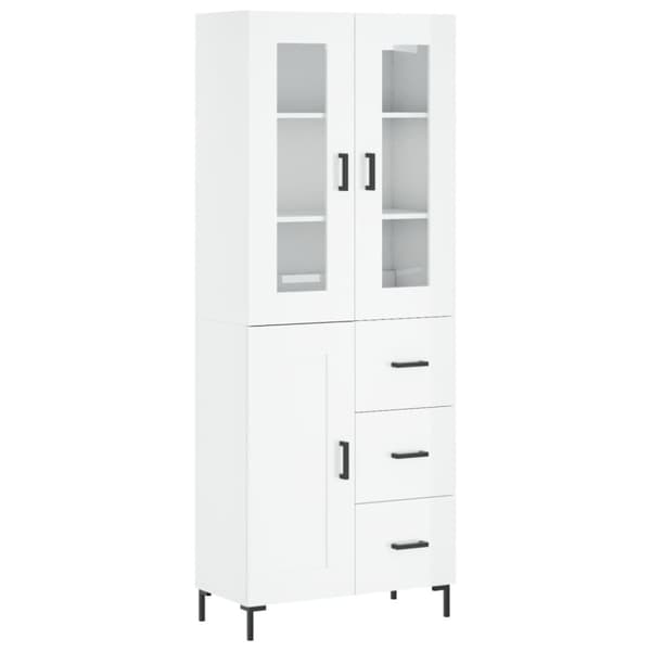 The Living Store højskab 69,5x34x180 cm konstrueret træ hvid højglans -  Skænke