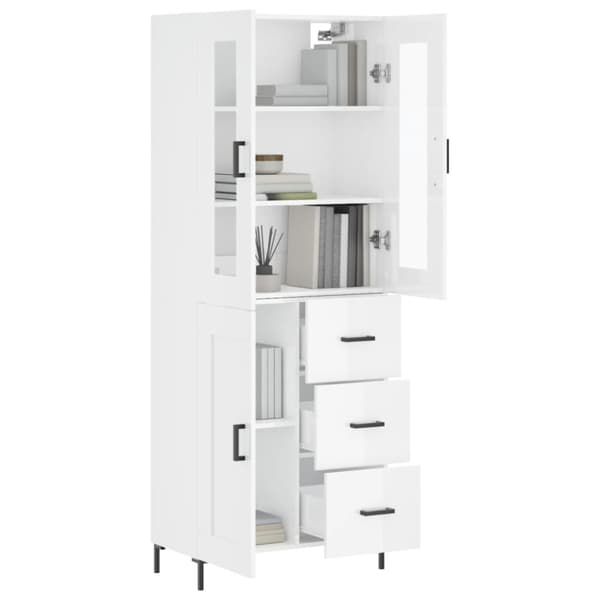 The Living Store højskab 69,5x34x180 cm konstrueret træ hvid højglans -  Skænke