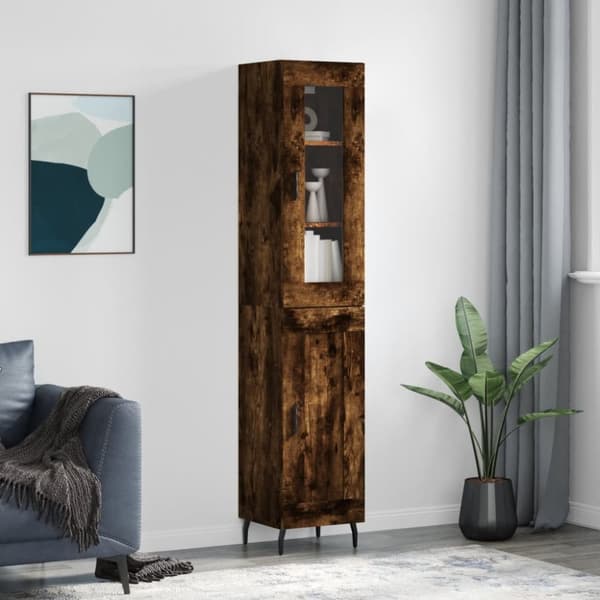 The Living Store skab 34,5x34x180 cm konstrueret træ røget egetræ -  Skænke