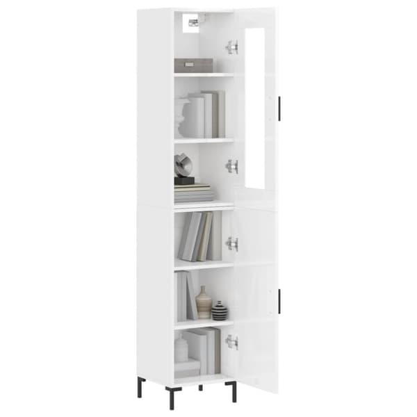 The Living Store Högskåp vit högglans 34,5x34x180 cm konstruerat trä -  Skänkar & serveringsbord
