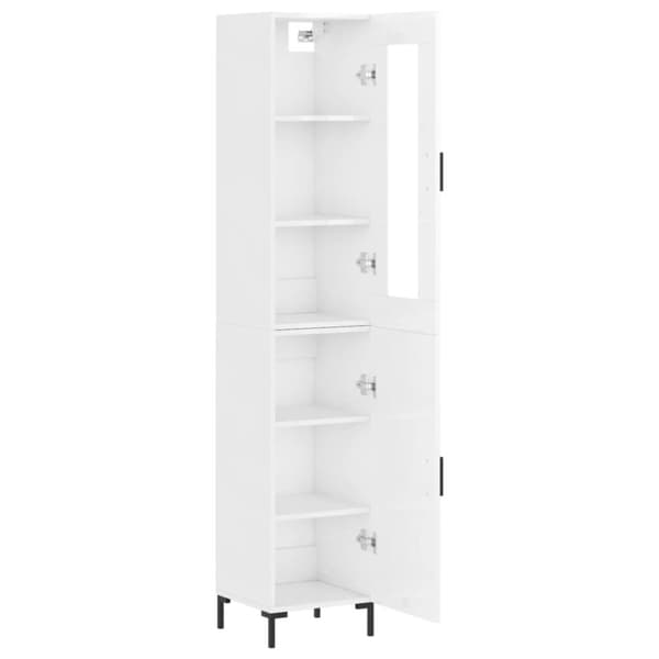 The Living Store Högskåp vit högglans 34,5x34x180 cm konstruerat trä -  Skänkar & serveringsbord