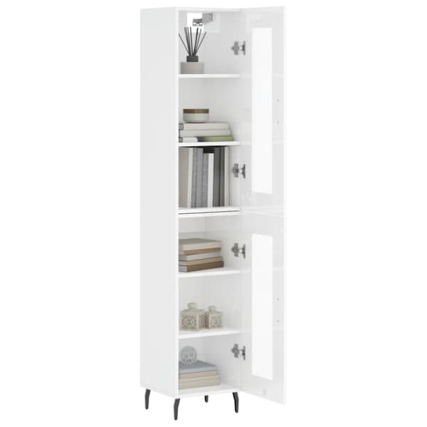 The Living Store skab 34,5x34x180 cm konstrueret træ hvid højglans -  Skænke
