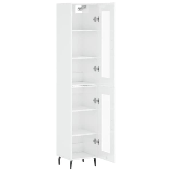The Living Store skab 34,5x34x180 cm konstrueret træ hvid højglans - Skænke