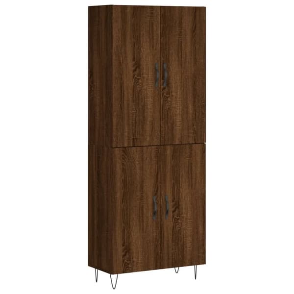 The Living Store Högskåp brun ek 69,5x34x180 cm konstruerat trä - Skänkar & serveringsbord