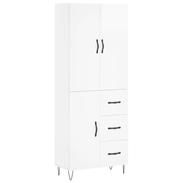 The Living Store Högskåp högglans vit 69,5x34x180 cm konstruerat trä - Skänkar & serveringsbord