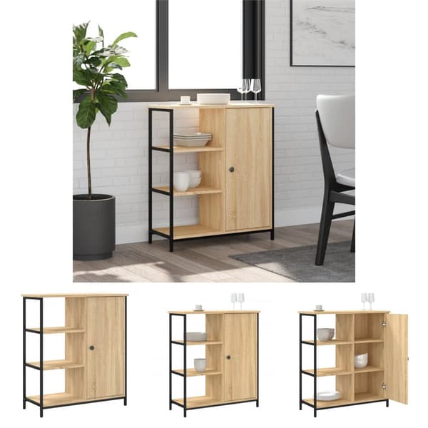 The Living Store Skänk sonoma-ek 70x30x80 cm konstruerat trä - Skänkar & serveringsbord