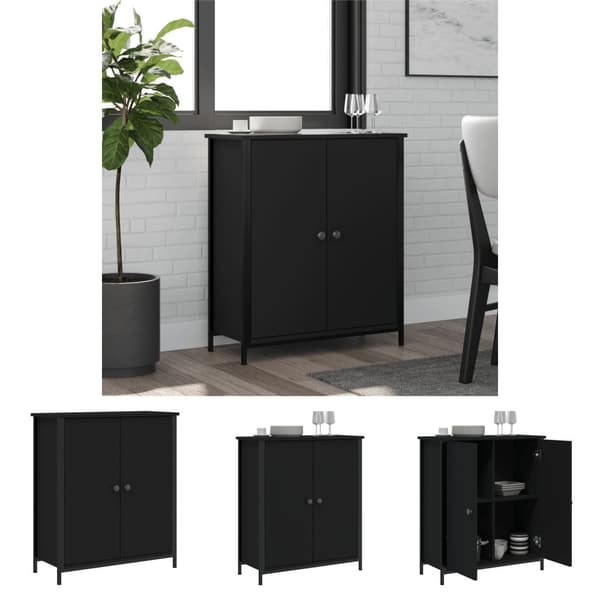 The Living Store skab 70x30x80 cm konstrueret træ sort -  Skænke