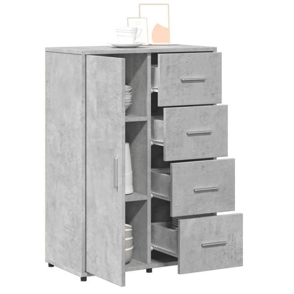 The Living Store Senkki betoninharmaa 60x31x84 cm tekninen puu - Tarjoilupöydät & senkit