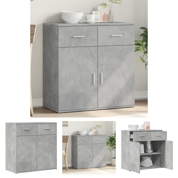 The Living Store Senkki betoninharmaa 79x38x80 cm tekninen puu - Tarjoilupöydät & senkit