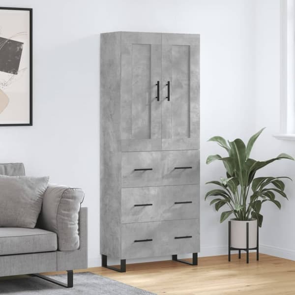 The Living Store højskab 69,5x34x180 cm konstrueret træ betongrå - Skænke