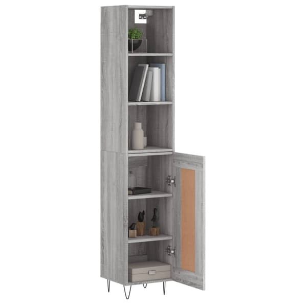 The Living Store Högskåp grå sonoma 34,5x34x180 cm konstruerat trä -  Skänkar & serveringsbord