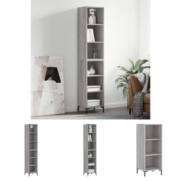 The Living Store højskab 34,5x32,5x180 cm konstrueret træ grå sonoma-eg -  Skænke