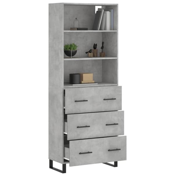 The Living Store højskab 69,5x34x180 cm konstrueret træ betongrå -  Skænke