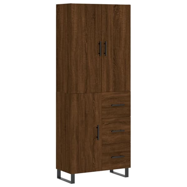 The Living Store højskab 69,5x34x180 cm konstrueret træ brun egetræsfarve -  Skænke
