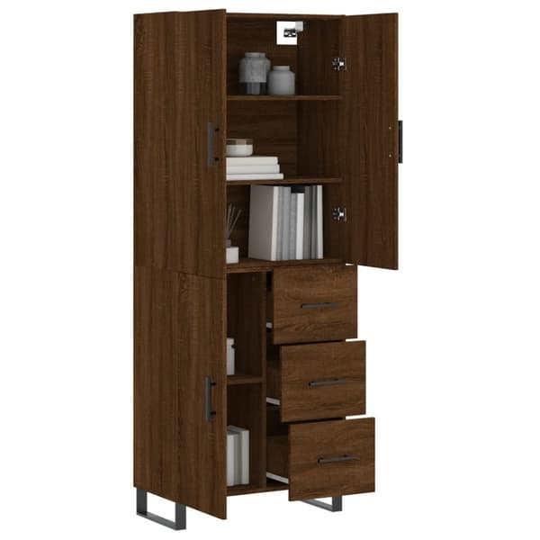 The Living Store højskab 69,5x34x180 cm konstrueret træ brun egetræsfarve -  Skænke