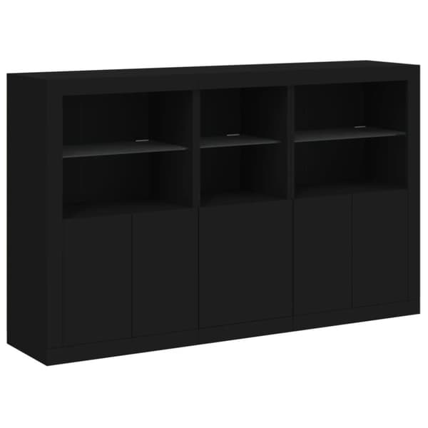 The Living Store Skänk med LED-belysning svart 162x37x100 cm - Skänkar & serveringsbord