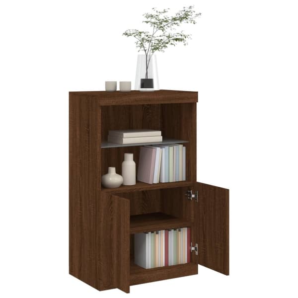 The Living Store Senkki LED-valoilla ruskea tammi 60,5x37x100 cm -  Tarjoilupöydät & senkit