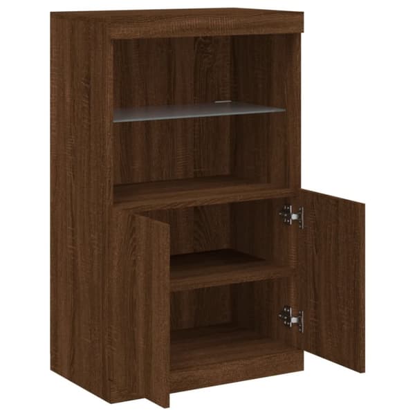 The Living Store Senkki LED-valoilla ruskea tammi 60,5x37x100 cm -  Tarjoilupöydät & senkit