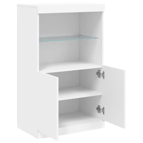 The Living Store Skänk med LED-belysning vit 60,5x37x100 cm - Skänkar & serveringsbord