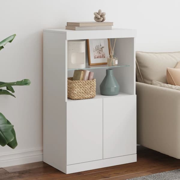The Living Store Skänk med LED-belysning vit 60,5x37x100 cm - Skänkar & serveringsbord