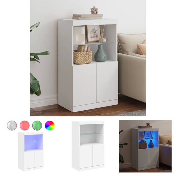 The Living Store Skänk med LED-belysning vit 60,5x37x100 cm - Skänkar & serveringsbord