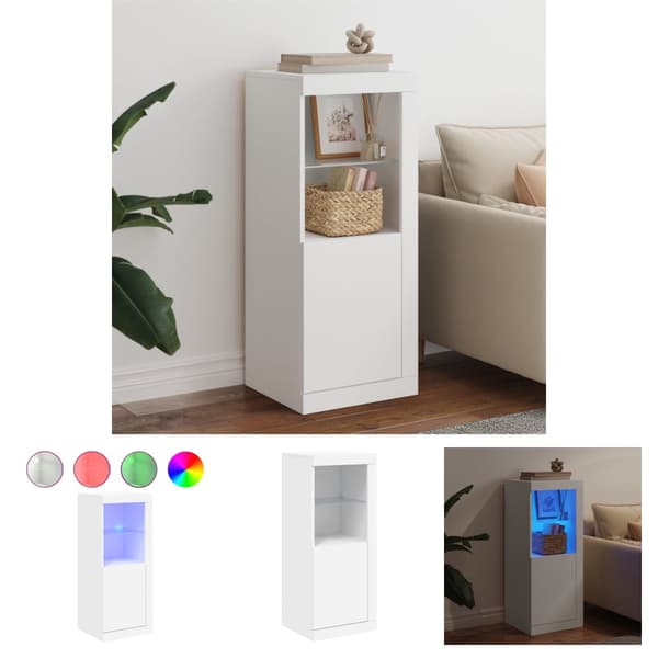 The Living Store skænk med LED-lys 41x37x100 cm hvid -  Skænke