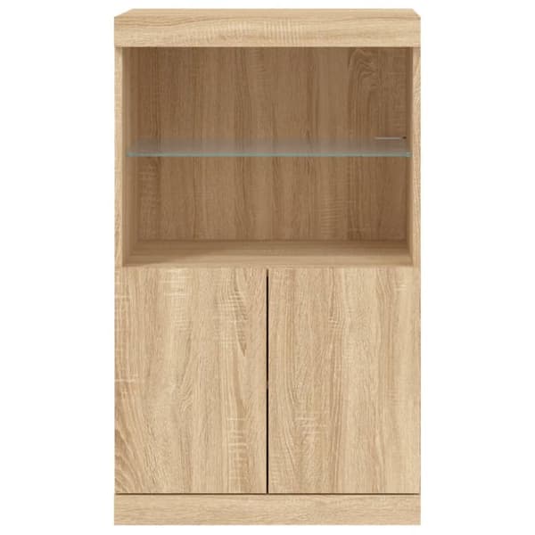 The Living Store skænk med LED-lys 60,5x37x100 cm sonoma-eg -  Skænke