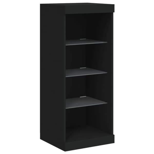 The Living Store Senkit LED-valoilla 3 kpl musta tekninen puu -  Tarjoilupöydät & senkit