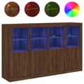 Pikkukuva 3 / 11: The Living Store Senkit LED-valoilla 3 kpl ruskea tammi tekninen puu -  Tarjoilupöydät & senkit