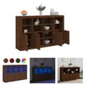 Pikkukuva 1 / 11: The Living Store Senkit LED-valoilla 3 kpl ruskea tammi tekninen puu -  Tarjoilupöydät & senkit
