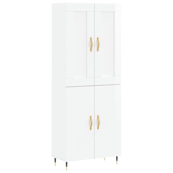 The Living Store Högskåp högglans vit 69,5x34x180 cm konstruerat trä - Skänkar & serveringsbord