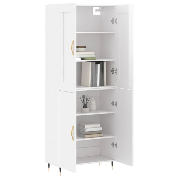 The Living Store Högskåp högglans vit 69,5x34x180 cm konstruerat trä - Skänkar & serveringsbord