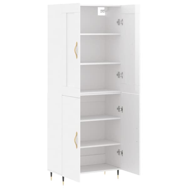 The Living Store Högskåp högglans vit 69,5x34x180 cm konstruerat trä - Skänkar & serveringsbord